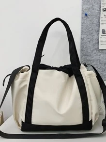 Large Capacity Women's Shoulder Bag Handbag Black And White Contrast Star Printed Nylon Waterproof Fabric Daily Commuter Bag Star Print Women Bag Large Capacity, Lightweight, Portable, Laptop Compartment, Suitable For Teen Girls Women College Students, Perfect For Back To School, College, Middle School, High School, Literary School Bag & Bookbag For Women Or Students, Perfect For Books, Shopping, Back To School And More