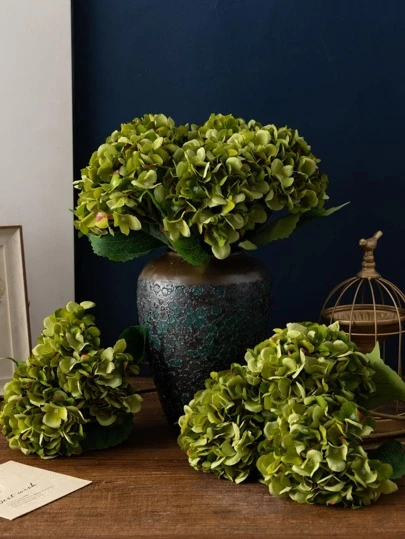MEHELANY 1pc Autumn Green Faux Hydrangea Flower, High-Quality Silk-Like Hydrangea Decor, Suitable For DIY Wedding Bouquets, Parties, Home Living Room, Kitchen, Garden, Hotel, Office, And Occasions Like Valentine's Day, Mother's Day, Back To School Decoration, DIY Wreaths, Great Gift Item.