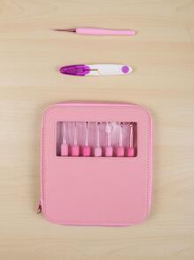 2.5-6.0粉色柔軟手柄針織針套裝和1pc紫色剪線剪刀 - 粉色 - 查看 5