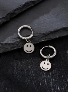 2 Stück Set mit minimalistischen und fröhlichen Lächeln Ohrringe, Geschenk für den Freund - Silber - Übersicht 1