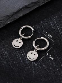 2 Stück Set mit minimalistischen und fröhlichen Lächeln Ohrringe, Geschenk für den Freund - Silber - Übersicht 2
