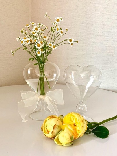 ホワイトガラス ハート型花瓶 clear heart vase / クリア ハート ベース ガラス 花瓶 ハート形