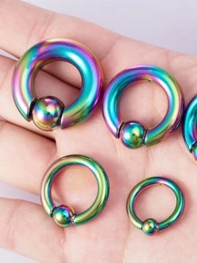 1Pc Men Stainless Steel Ear Gauge Multicolor Body Jewelry - Multicolor - View 2