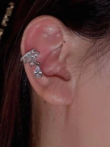 Blad Teardrop Verzilverd Oor manchet 2pcs Dames Mode Y2K Niet-piercing Oorbellen Bruids Bruiloft Feest Kubieke Sieraden Cadeau Voor Vriendin Vrouw Verjaardag