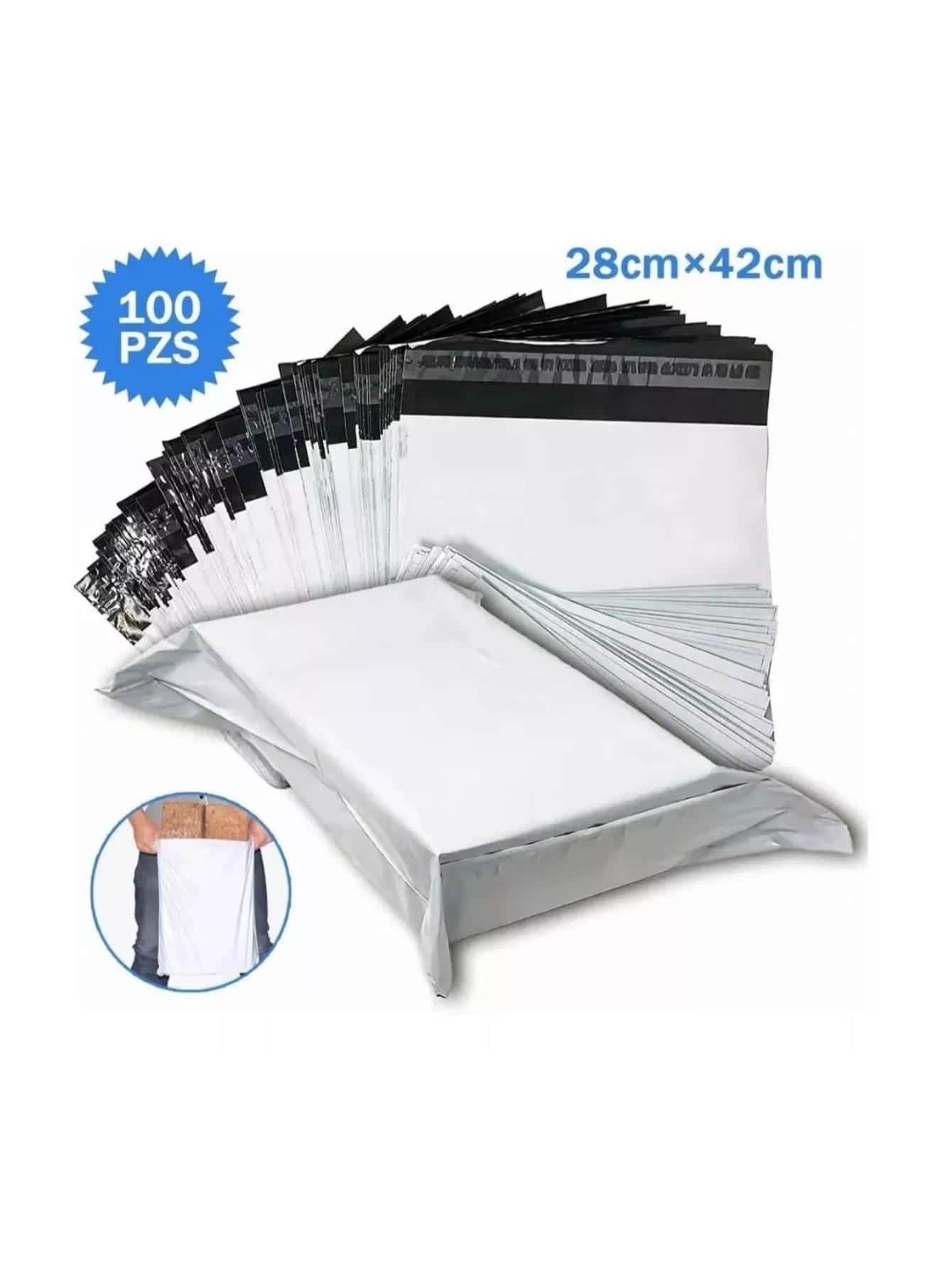 100 Bolsas 28*42 Cm Sobre De Plástico Para Envio Paqueteria - Gris - Ver 1