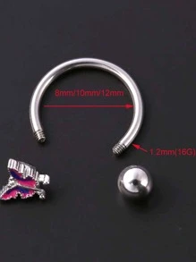 Anillo de labio con diseño de mariposa - Plateado - Ver 4