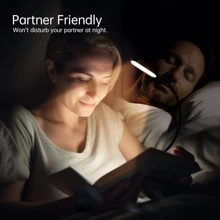 1 luz de libro de plástico, luz de libro recargable negra moderna para el hogar - Negro - Ver 2