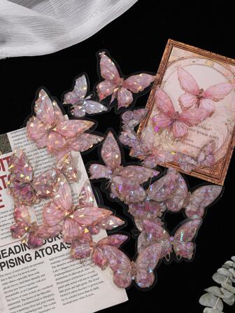 20 pièces Autocollants motif papillon, autocollants décoratifs multifonctionnels créatifs pour la décoration de comptes main, fournitures scolaires, rentrée scolaire