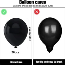 20pcs Solid Color Decorative Balloon, Minimalist Latex Decorative Balloon For Home Decor, Party - Black - View 5