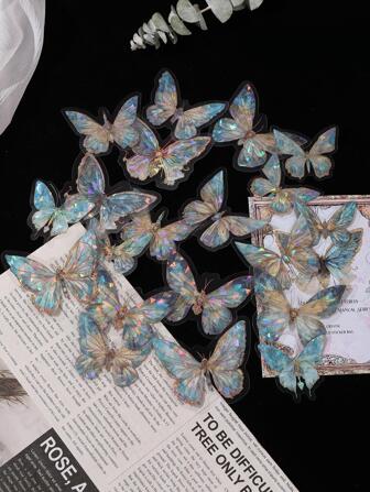 20pcs Butterfly Pattern Sticker, Creative Multi-Purpose Decorative Sticker For Hand Account Decoration Back To School
