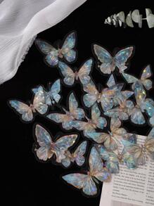 20入組蝴蝶樣式創意多用途裝飾貼紙適用於手帳裝飾用品 - 彩色 - 查看 4