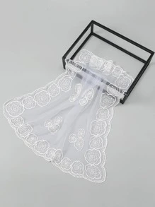 1 chiếc khăn bandana thêu hoa nhẹ chất lượng cao dành cho nữ dài 80cm, phụ kiện cưới, khăn trùm đầu cho nữ, thích hợp cho đám cưới, tiệc tùng, tụ họp, mọi mùa - trắng - Xem 3