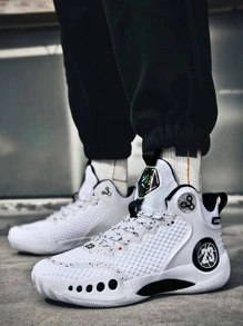 男士字母圖案前綁帶籃球鞋,運動戶外運動鞋 - 彩色 - 查看 4