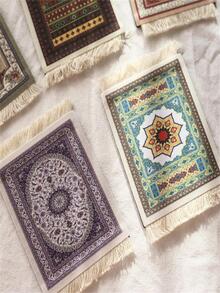 1pc Geometric Pattern Tassel Decor Place Mat - Coffee Brown - View 6