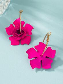 2入組花耳墜 - 玫紅色 - 查看 4