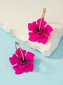 2入組花耳墜 - 玫紅色 - 查看 2