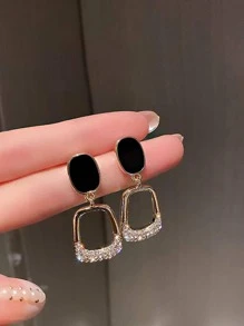 水鑽裝飾耳墜 - 黑與白 - 查看 2