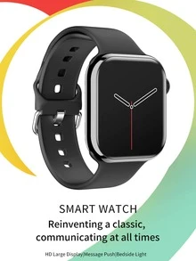 1pc Men Women Silver Silicone Strap Sporty Heart Rate Monitoring Sleep Tracking Square Dial Smart Watch, For Daily Decoration - Silver - View 3