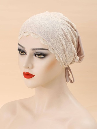 Floral Pattern Scallop Trim Head Wrap Bonnet Hair Bonnet Turban Valentine's Day Valentines