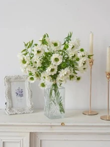 1pc Artificial Flower Bouquet, Modern Artificial Flower Bundle For Wedding, Home Decor - White - View 4