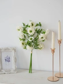 1pc Artificial Flower Bouquet, Modern Artificial Flower Bundle For Wedding, Home Decor - White - View 7