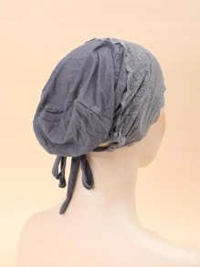 花卉图案扇贝边头巾 发帽 头巾 情人节 情人节发饰 睡眠帽 睡帽 - 深灰色 - 查看 2