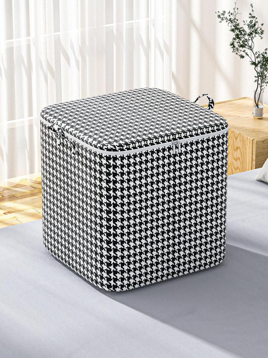 1 cái Túi đựng chăn họa tiết Houndstooth - màu đen - Xem 1