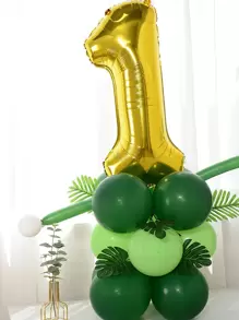 22 piezas Conjunto de globos con número para 2º cumpleaños con temática de la jungla, para suministros de fiesta de cumpleaños " Salvaje" con temática de la jungla, decoraciones de boda, accesorios - Multicolor - Ver 5