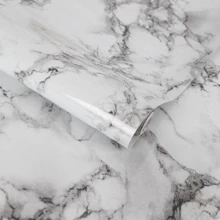 1入組大理石紋樣式防水牆貼,防油廚房牆紙,浴室櫥櫃貼紙,自黏式貼紙適用於家具翻新 - 灰色 - 查看 7