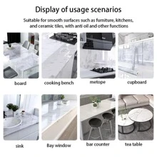 1入組大理石紋樣式防水牆貼,防油廚房牆紙,浴室櫥櫃貼紙,自黏式貼紙適用於家具翻新 - 白色 - 查看 3