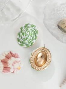 2 Cái/bộ Bông tai dệt bằng thép không gỉ thời trang dành cho nữ khi đi du lịch - màu xanh lá - Xem 3