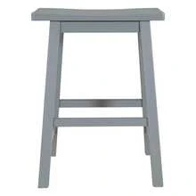 MERAX Farmhouse Rustic 2-Piece Counter Height Wood Kitchen Dining Stools For Small Places - 灰色 - 查看 7