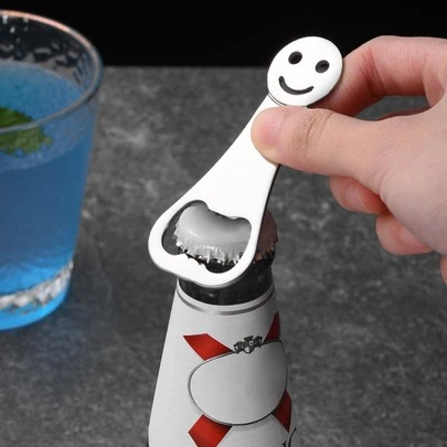1 cái/2 cái/4 cái/bộ Dụng cụ mở nắp chai bia hình mặt cười bằng thép không gỉ dùng cho nhà bếp, Quà tặng cho cha