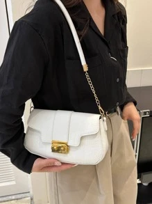 Dập nổi cá sấu Đập nhẹ Cái túi Thời trang Phong cách - trắng - Xem 5