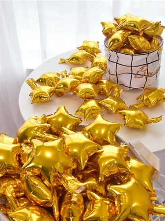 Party Anny Long 5入組素色星形裝飾現代鋁小氣球適合派對安排