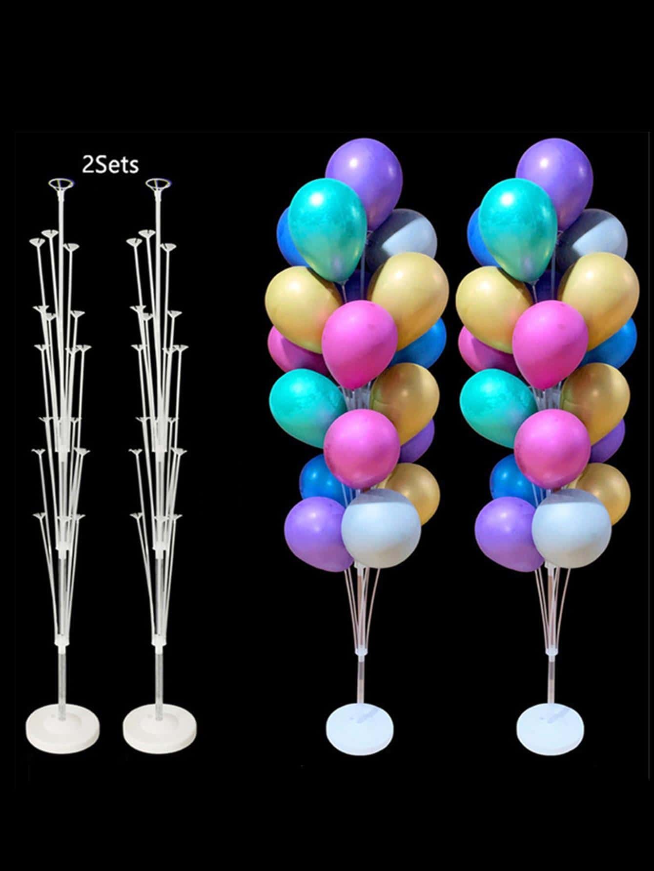 2sets Balloon Column Kit Base Stand, 19 Tube Table Balloon Stand Kit For Wedding Birthday Party Decor - Clear - View 1