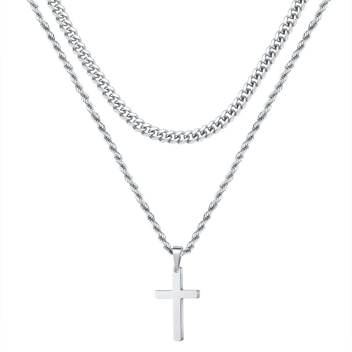 Men's Cross Pendant Necklace | Boohoo UK