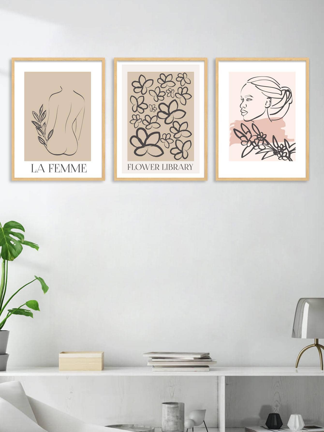 3 bức tranh trừu tượng hình đồ họa có khung - Nhiều màu - Xem 1