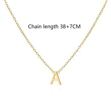 字母A吊墜項鍊不銹鋼 - 金黃色 - 查看 7
