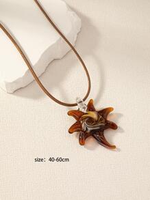 1片玻璃大海星星吊墜項鍊適合女士 - 棕色 - 查看 3