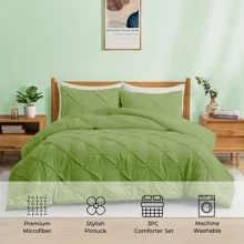 Peace Nest Comforter Set Pintuck Pinch Pleat, King Or Queen Size Bed Blanket TOP SALE, Machine WASHABLE Quilt - Olive Green - View 1