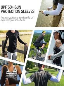 Sun Protective Anti UV 4pcs Solid Color Outdoor Cycling Arm Sleeve - White - View 2
