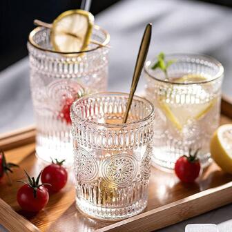 250ml/350ml Glass Cup With Insulation Sleeve, Highly Attractive Retro Sunflower Design, Transparent, Large Capacity Milk Tea, Water, Coffee Cup