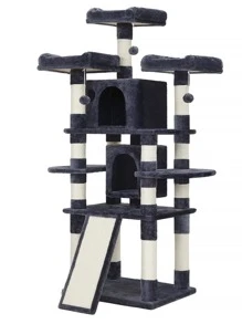 Feandrea 67-Inch Multi-Level Cat Tree For Large Cats, With Cozy Perches, Stable, Smoky Gray UPCT18G - Dark Grey - View 2