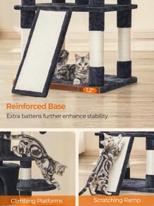 Feandrea 67-Inch Multi-Level Cat Tree For Large Cats, With Cozy Perches, Stable, Smoky Gray UPCT18G - Dark Grey - View 9