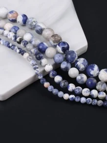 1股天然石頭珠子圓形蛋白石砂金石寶石水晶串珠串珠鬆動隔片珠子適用於珠寶製作DIY項鍊手環耳環配件長度38cm - 彩色 - 查看 3