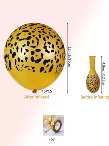 16pcs Cheetah Leopard Print Balloons Set With Ballons Roll Ribbon For Jungle Zoo Animal Themed Birthday Party Wedding Decoration Bride Shower Globos - Multicolor - View 2