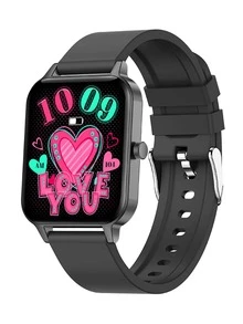 1 pieza Reloj inteligente negro de silicona con tira deportivo impermeable monitoreo de frecuencia cardíaca seguimiento del sueño contador de calorías cuadrado esfera , compatible con IOS & Android