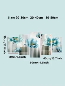 5pcs/set PVC Wall Decal, Modern Flower Print Waterproof Wall Sticker For Home Wall Decor - Multicolor - View 4