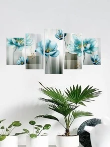 5pcs/set PVC Wall Decal, Modern Flower Print Waterproof Wall Sticker For Home Wall Decor - Multicolor - View 2